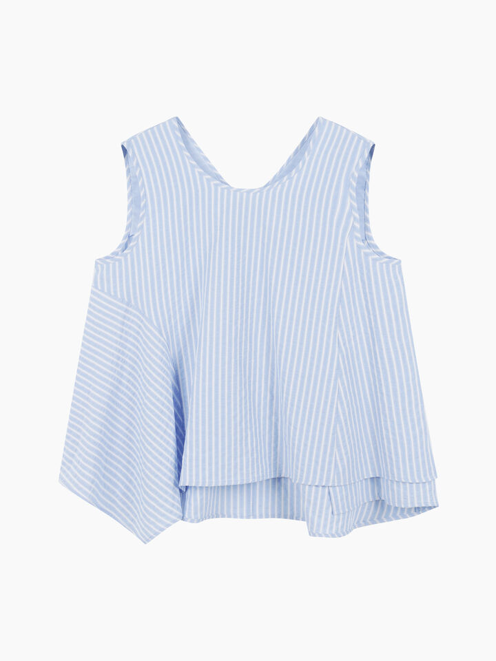 Light blue striped sleeveless blouse - null - Light Blue | Sisley K image number 1
